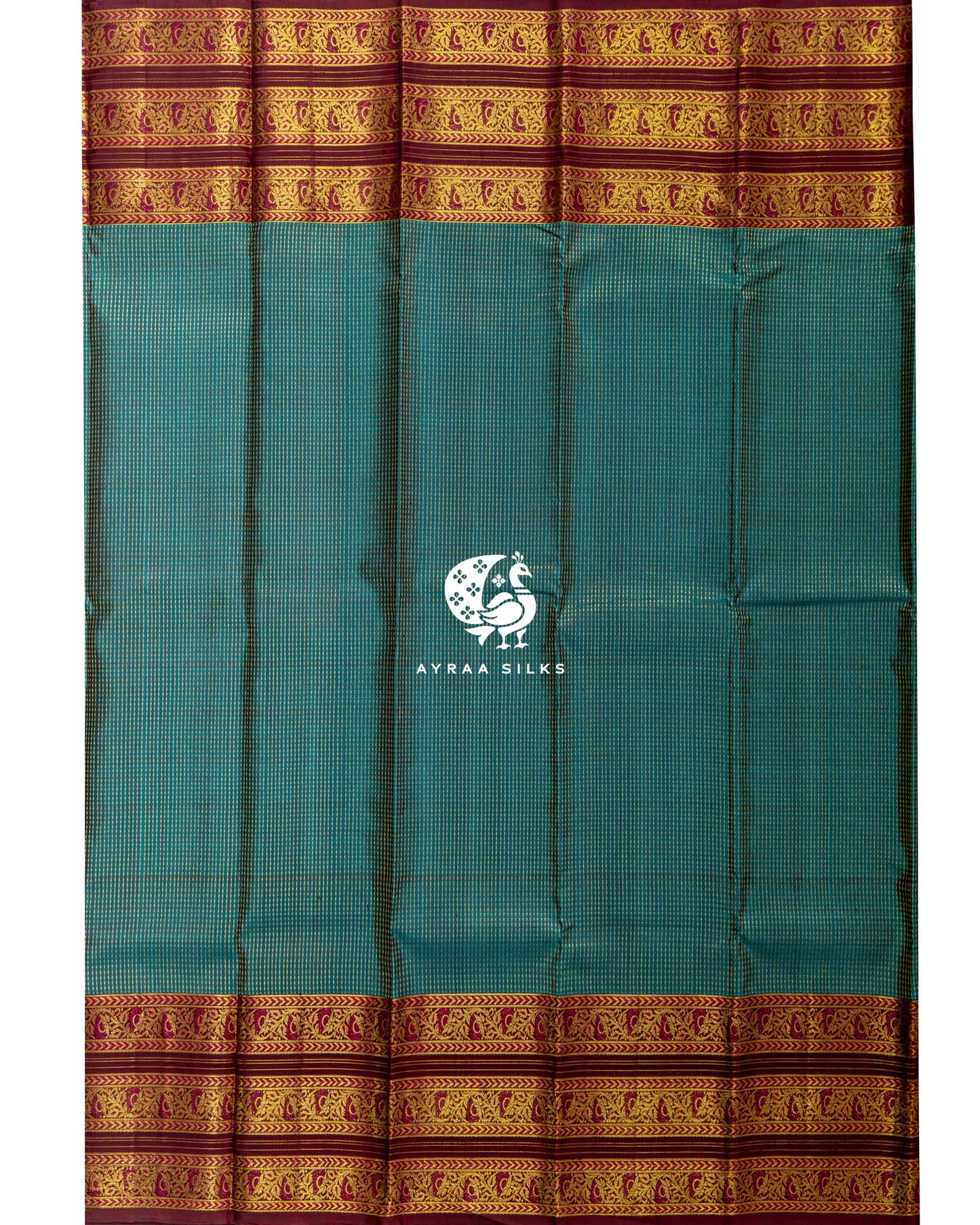 Heritage Teal Kattam Kanchipuram Saree