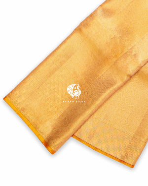 Rust Vaira Oosi Kanchipuram silk saree in rust orange — pure silk with pure zari, Ayraa Silks