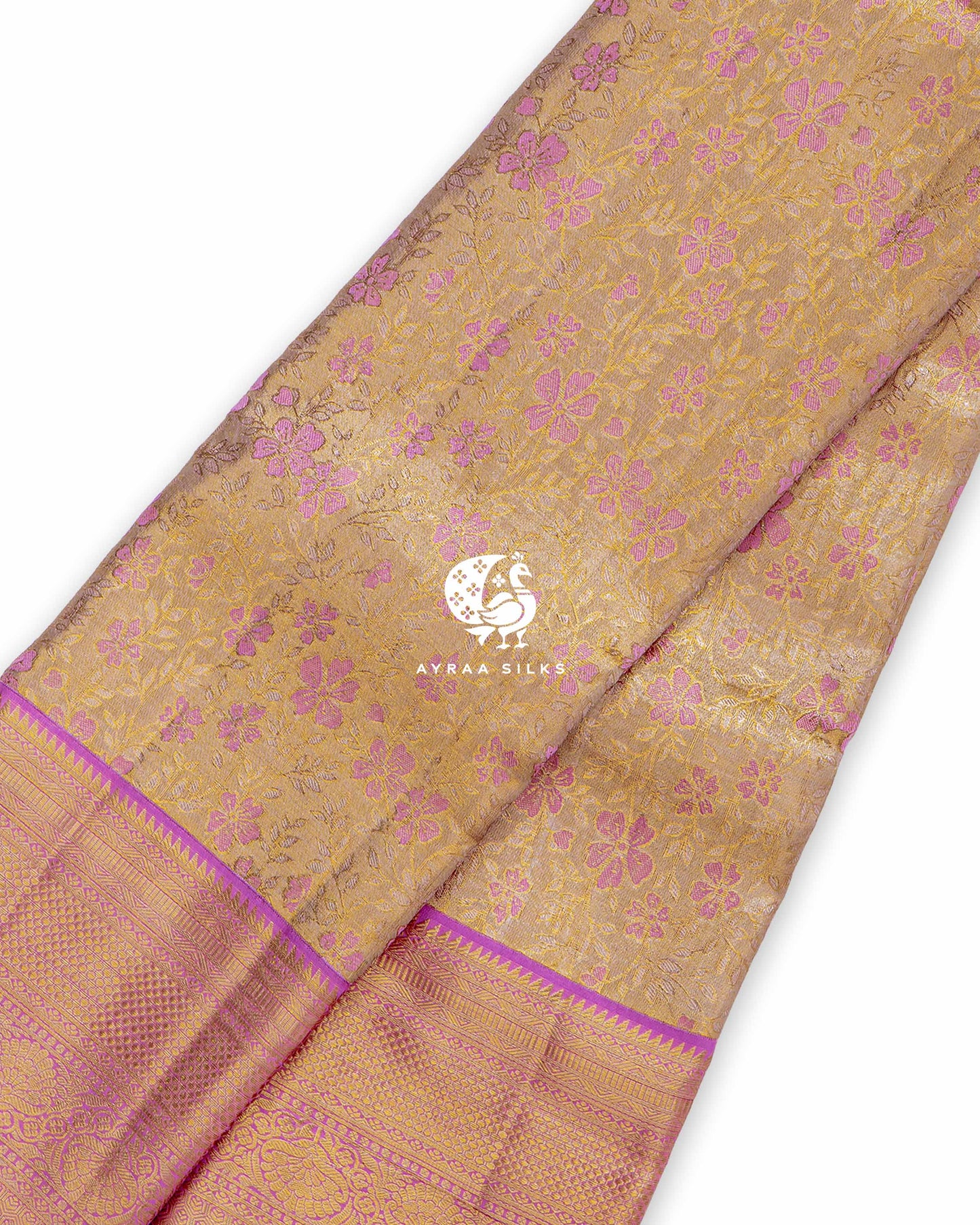 Gold Floral Kanchipuram Saree