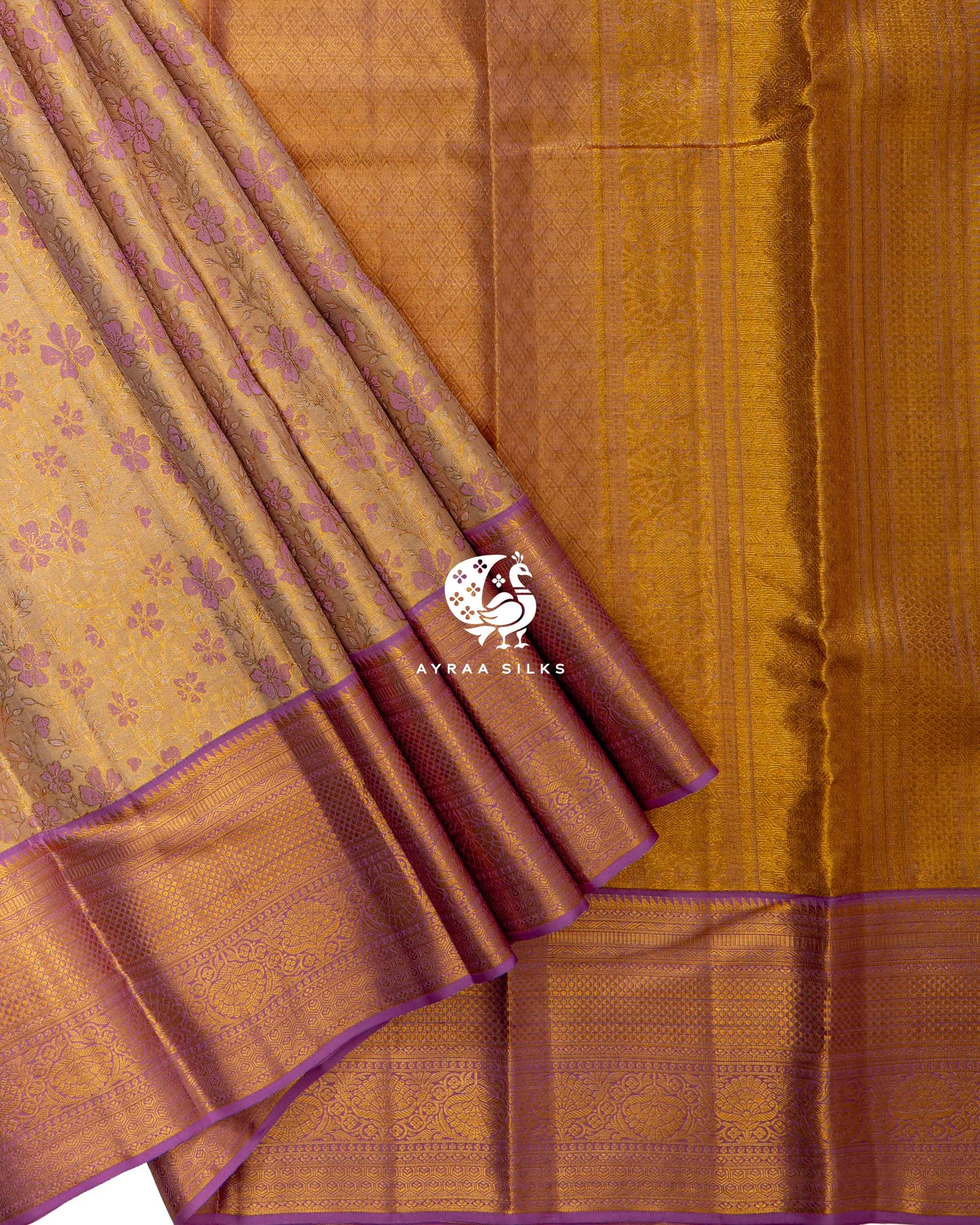 Gold Floral Kanchipuram Saree