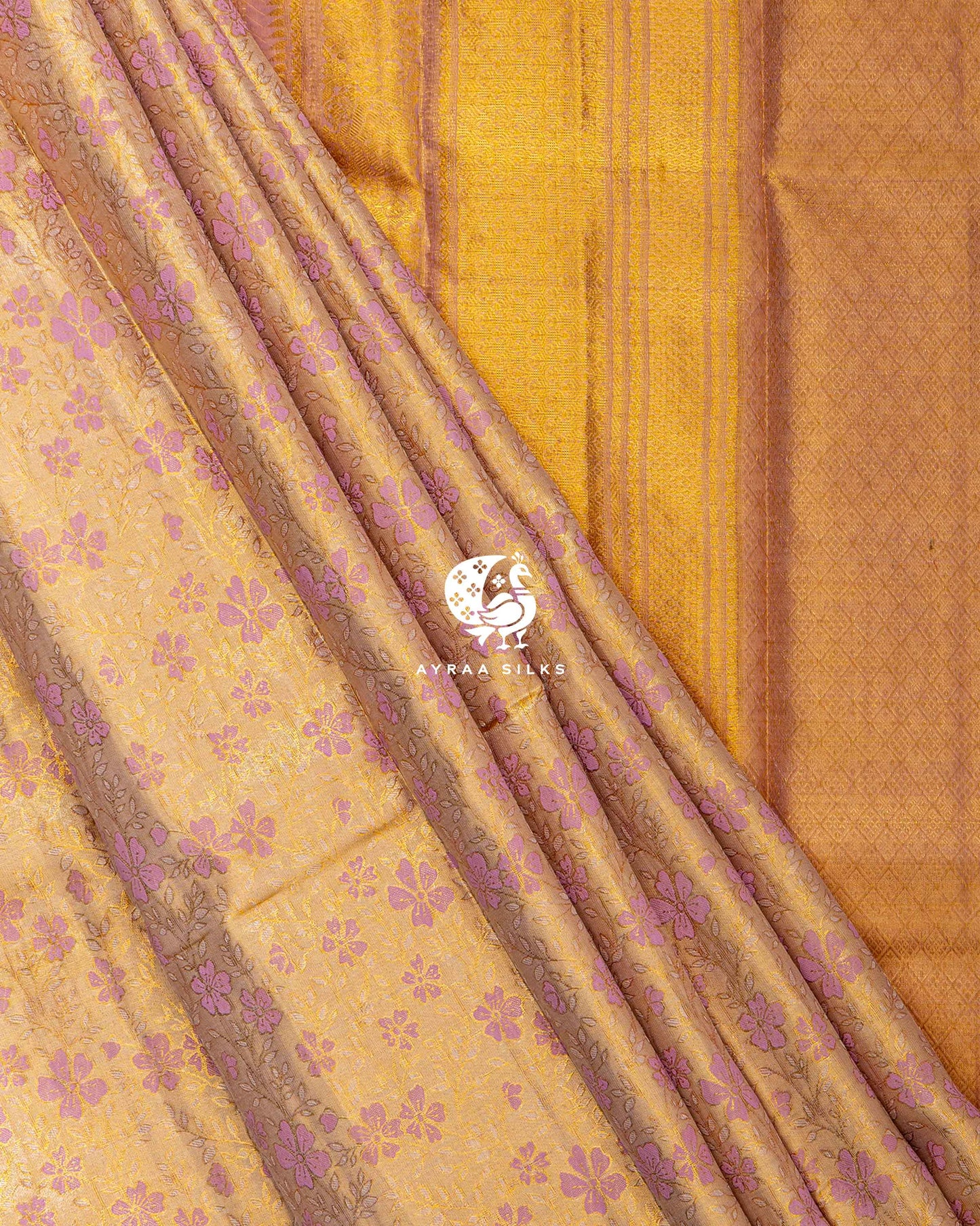 Gold Floral Kanchipuram Saree