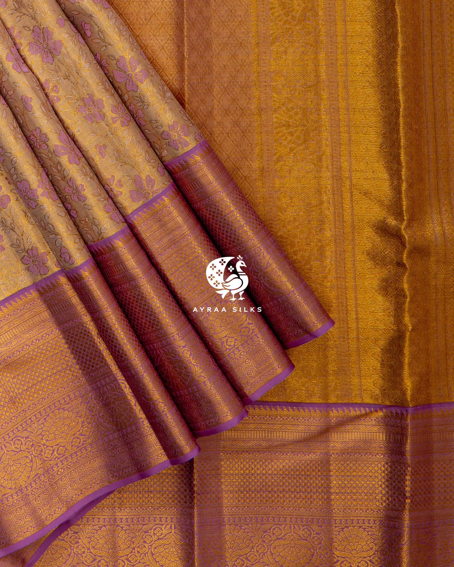Gold Floral Kanchipuram Saree