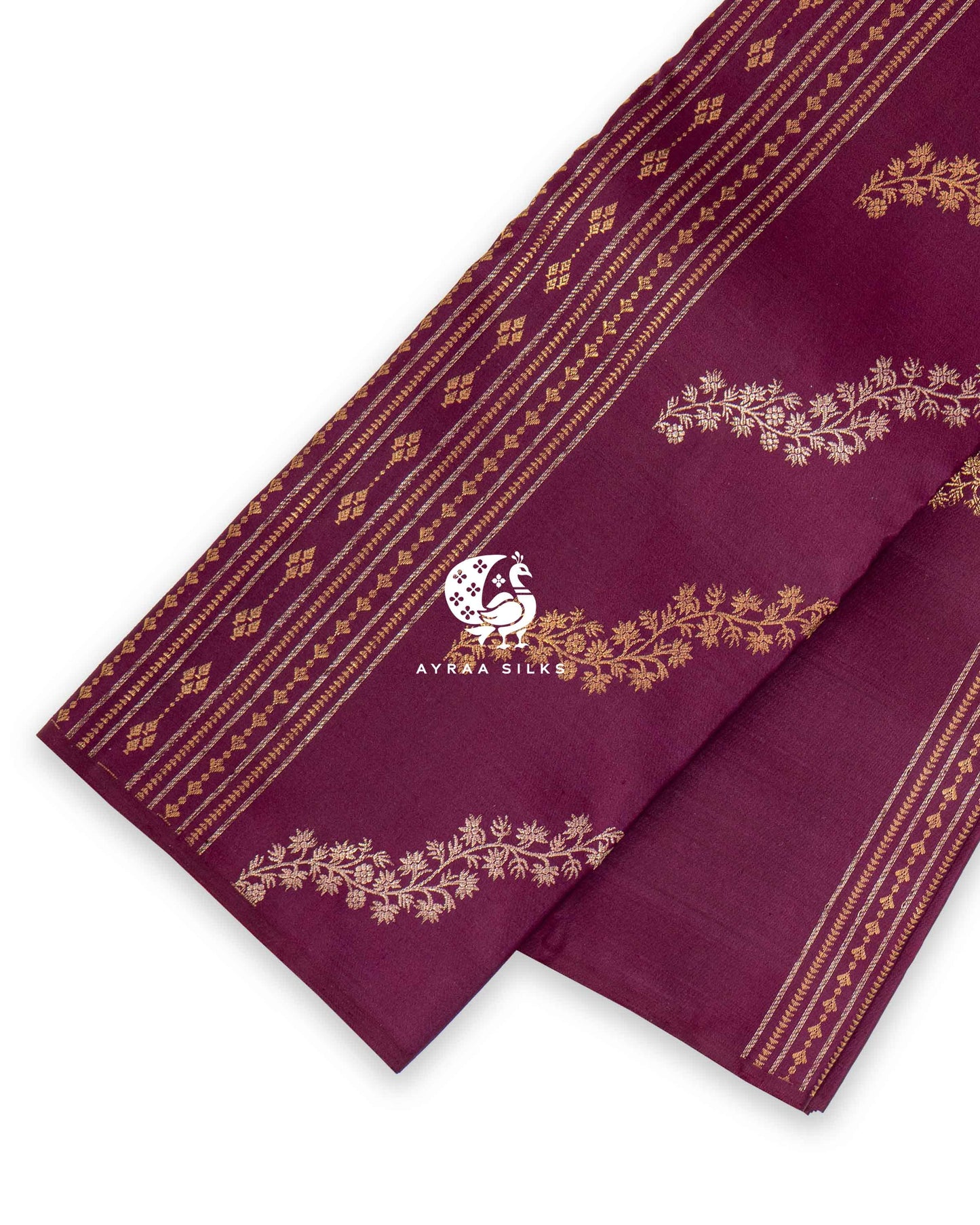 Plum Floral Kanchipuram Saree
