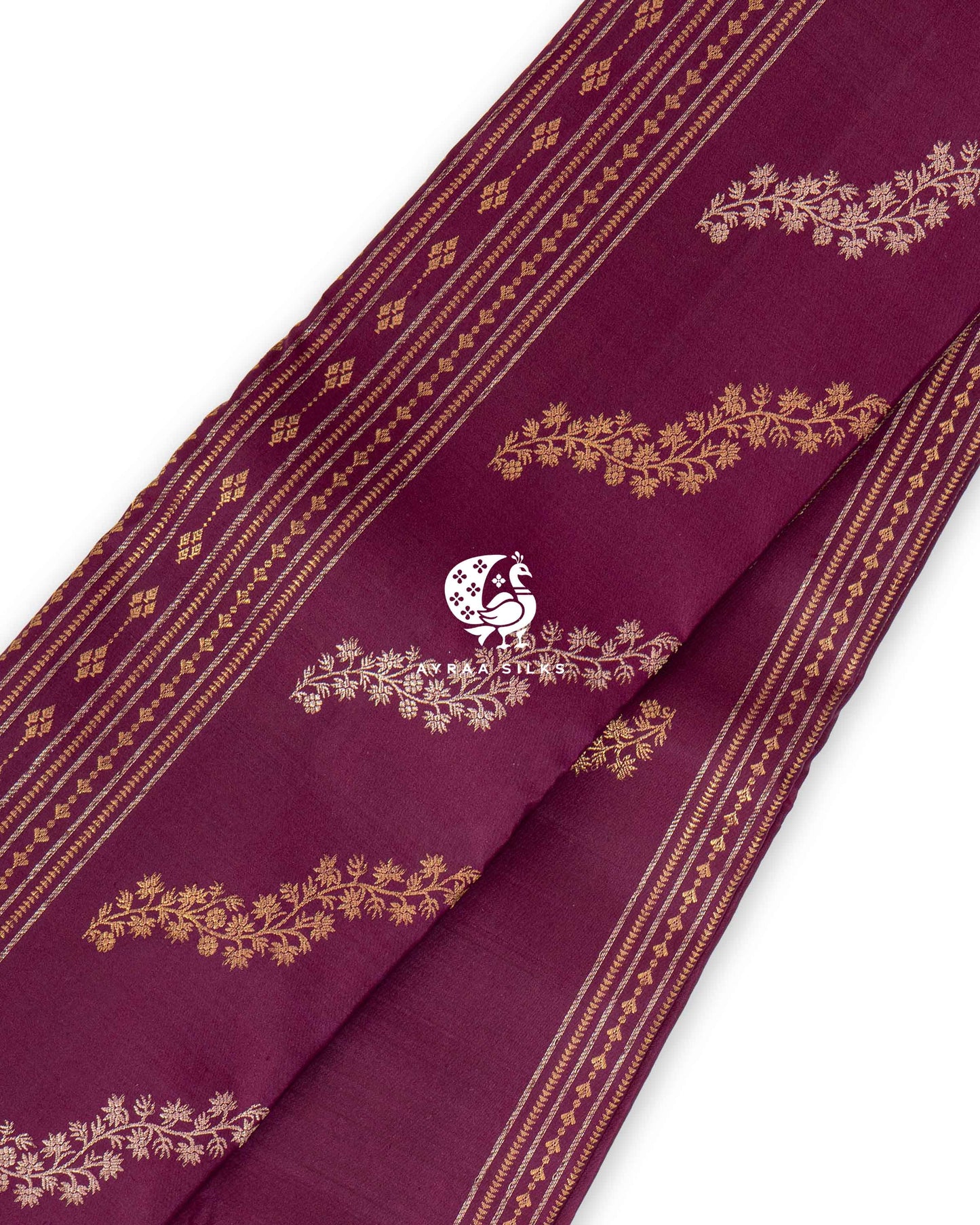 Plum Floral Kanchipuram Saree
