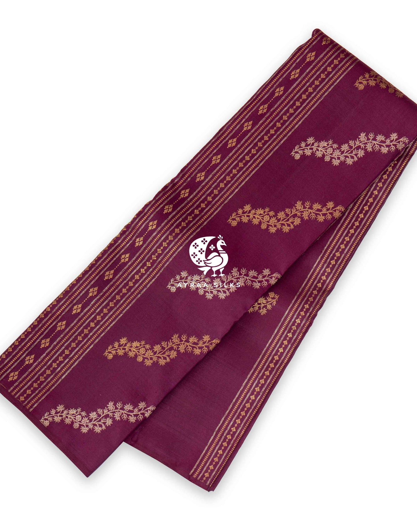 Plum Floral Kanchipuram Saree