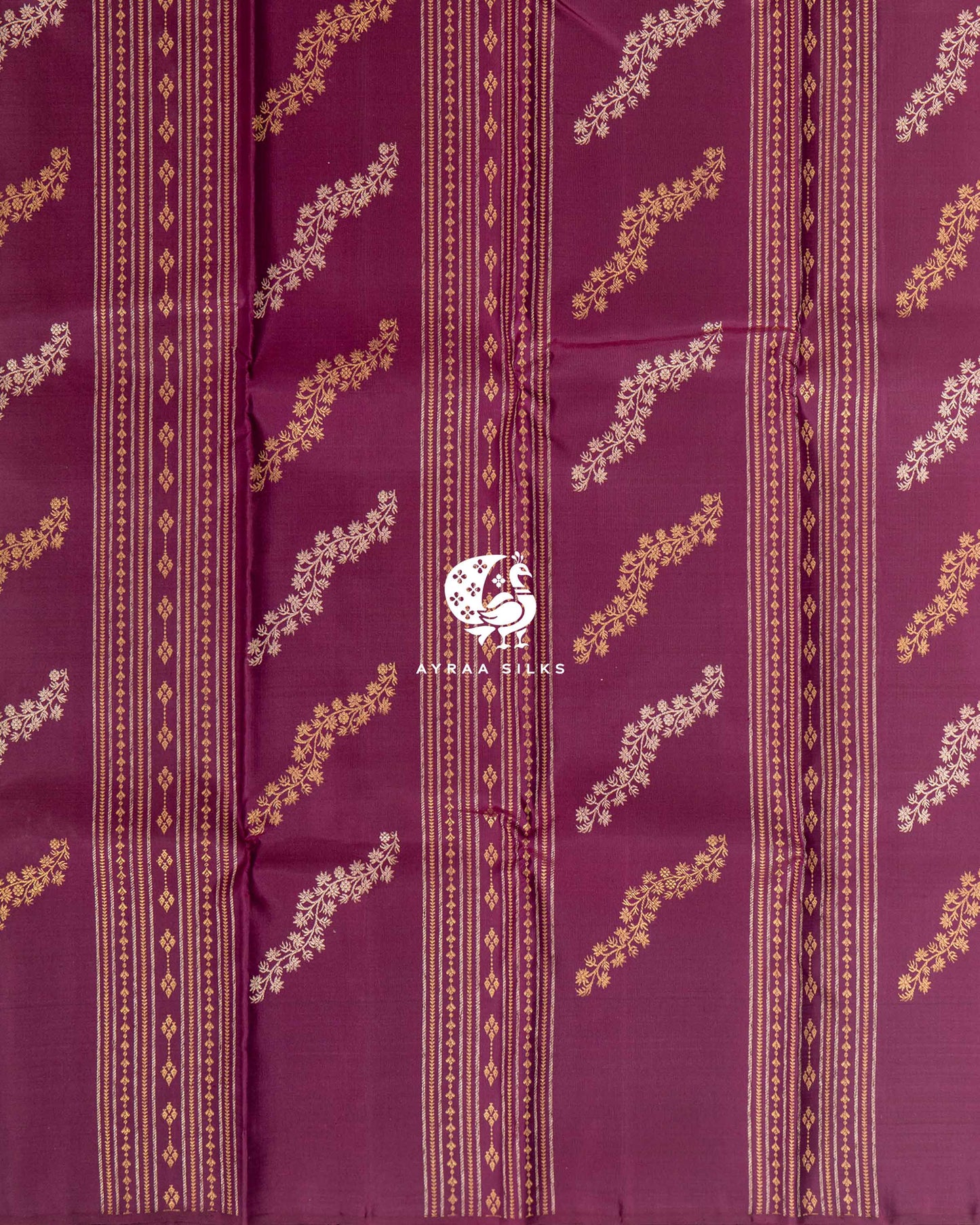Plum Floral Kanchipuram Saree