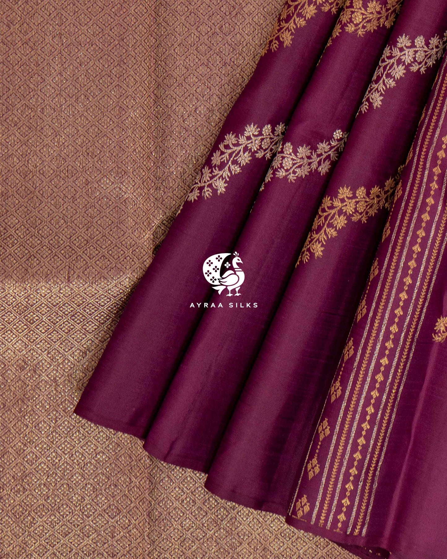 Plum Floral Kanchipuram Saree
