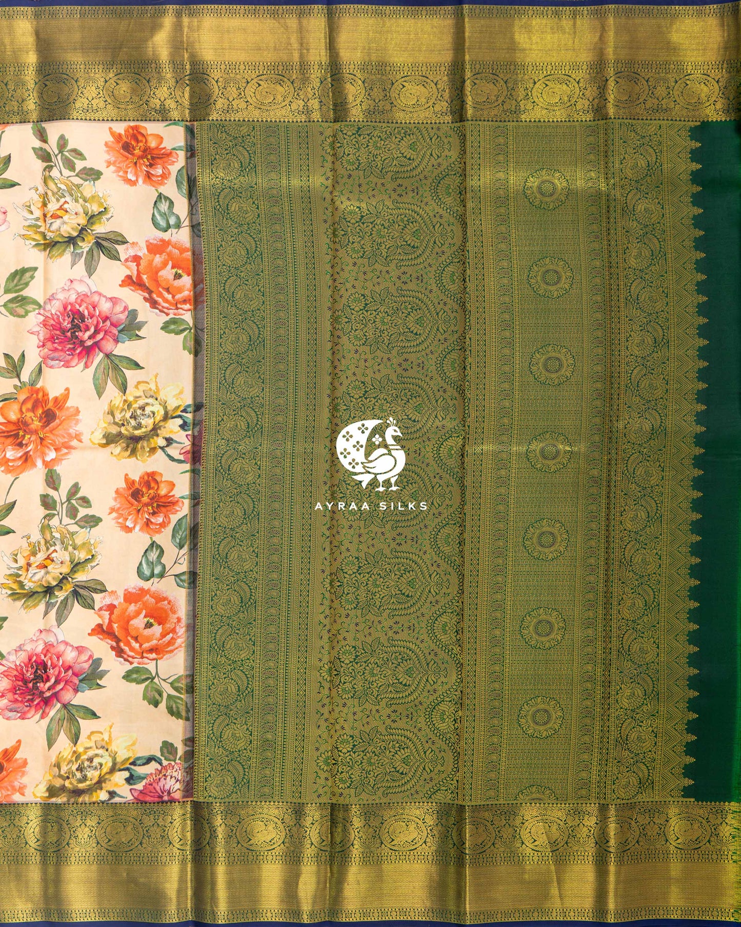 Peach Pushpa Kanchipuram Saree