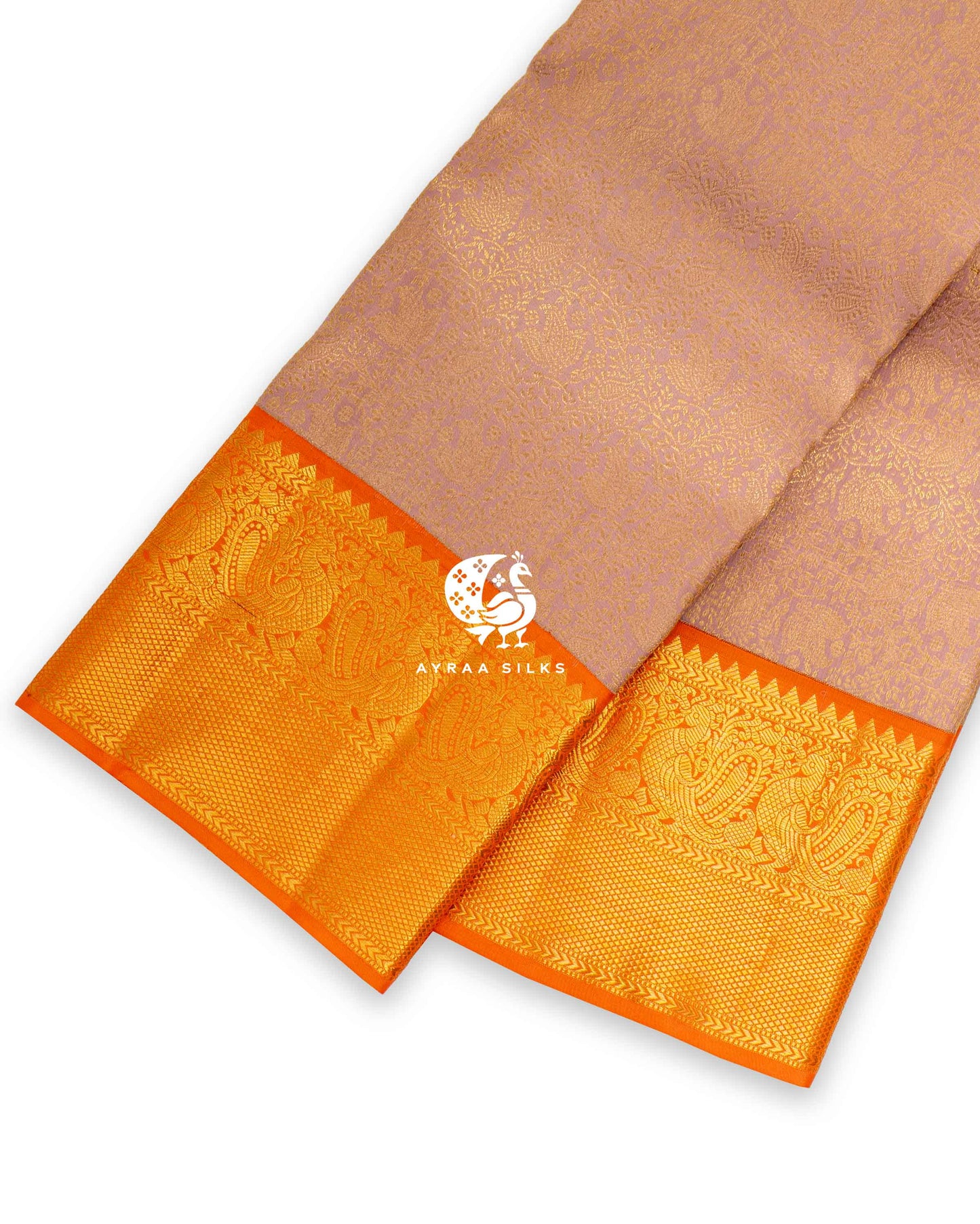 Peach Zari Kanchipuram Saree
