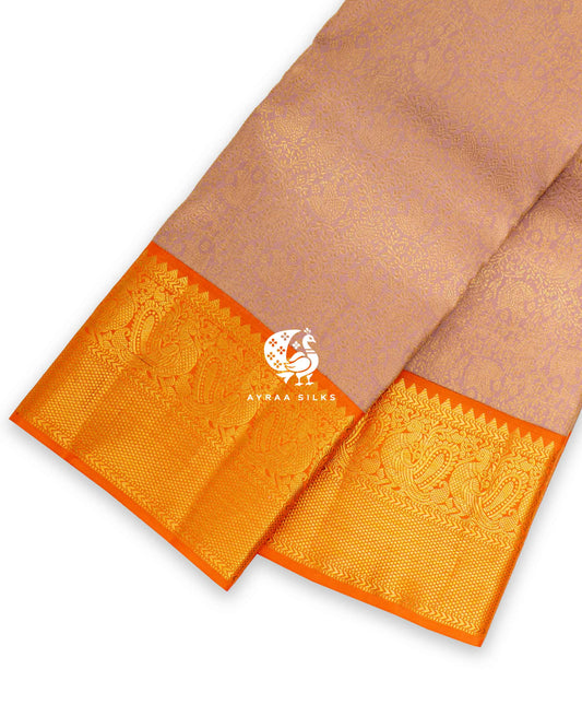 Peach Zari Kanchipuram Saree
