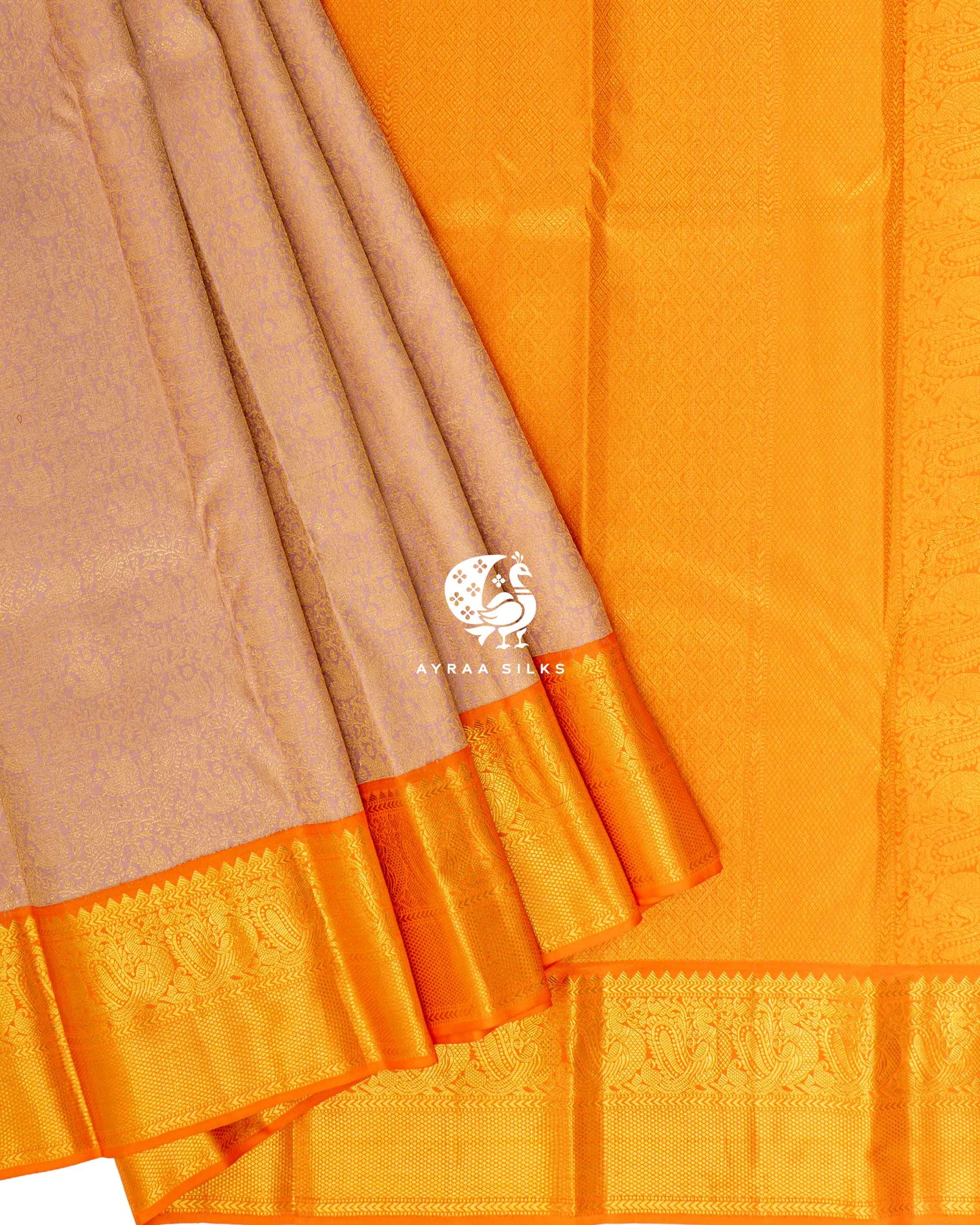 Peach Zari Kanchipuram Saree