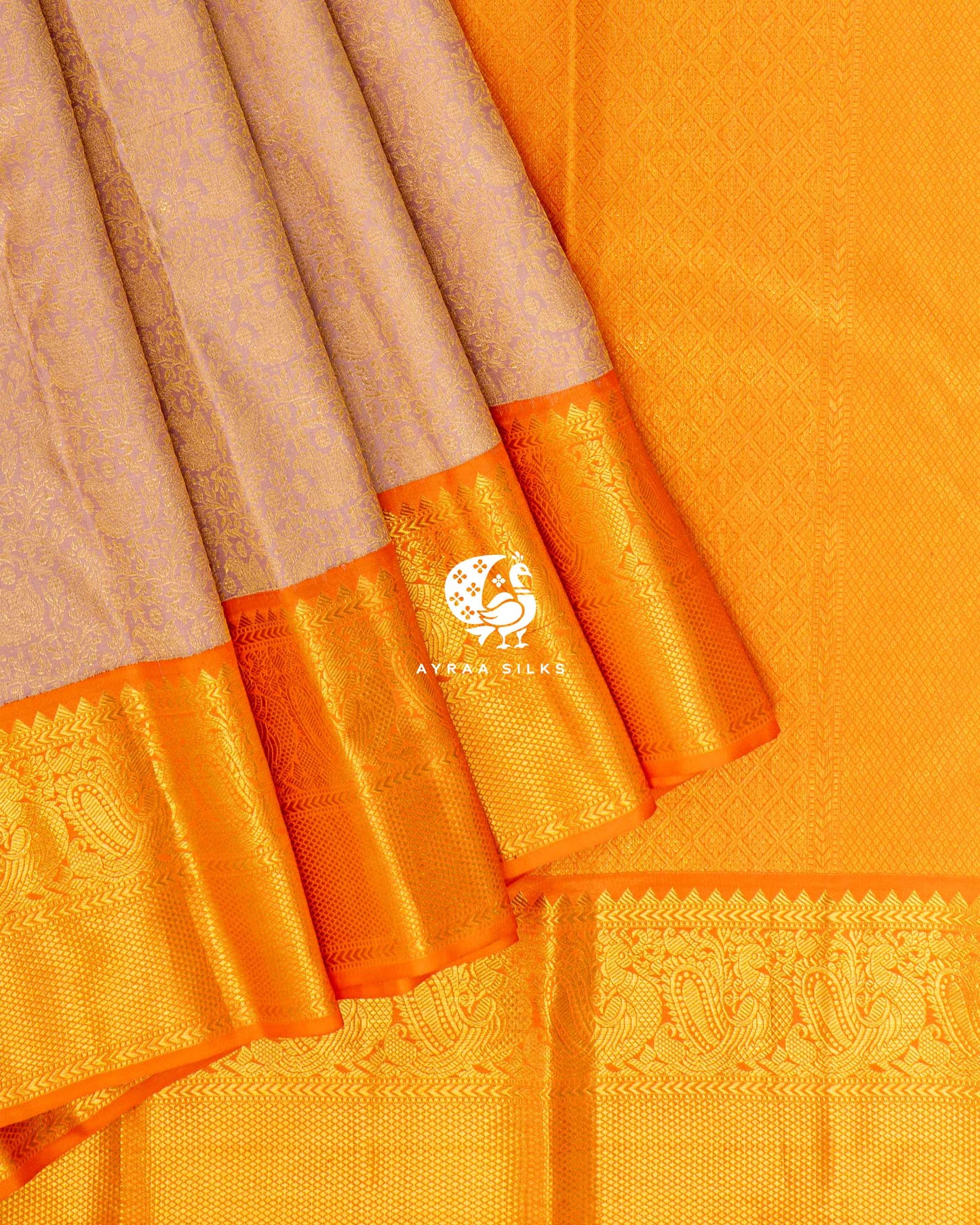 Peach Zari Kanchipuram Saree