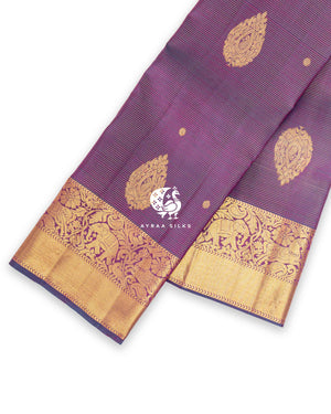 Orchid Thilagam Kanchipuram silk saree in orchid (pink and purple), elephant motifs with zari bands — pure silk with pure zari, Ayraa Silks