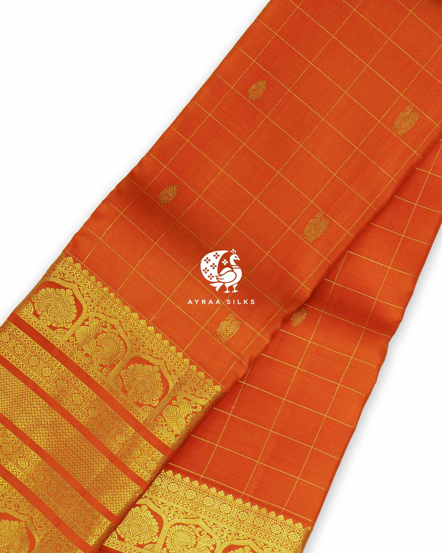 Orange Kattam Kanchipuram Saree