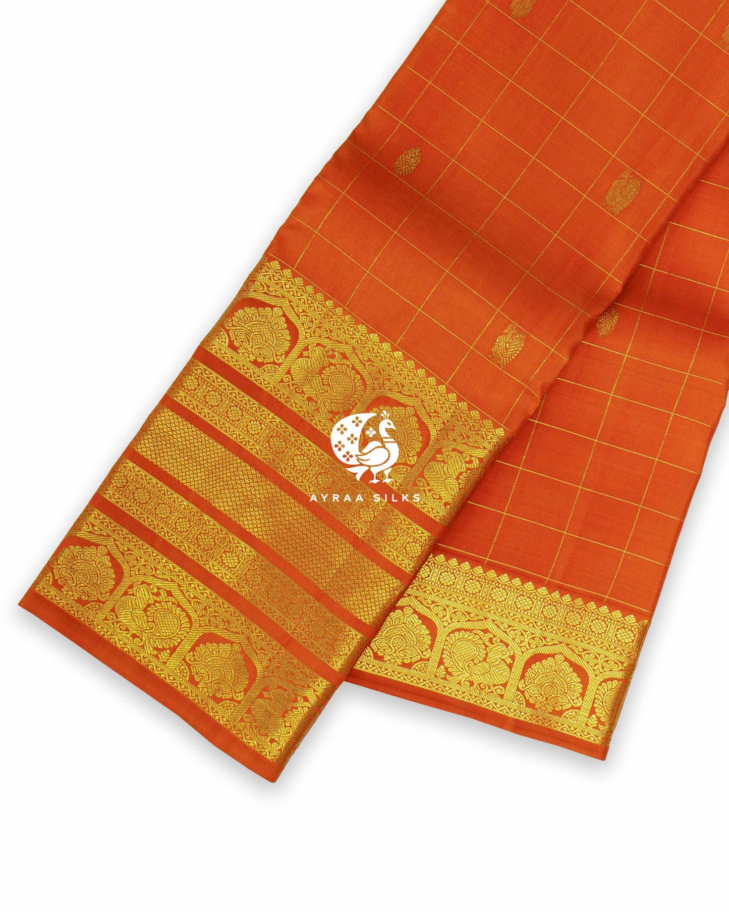 Orange Kattam Kanchipuram Saree
