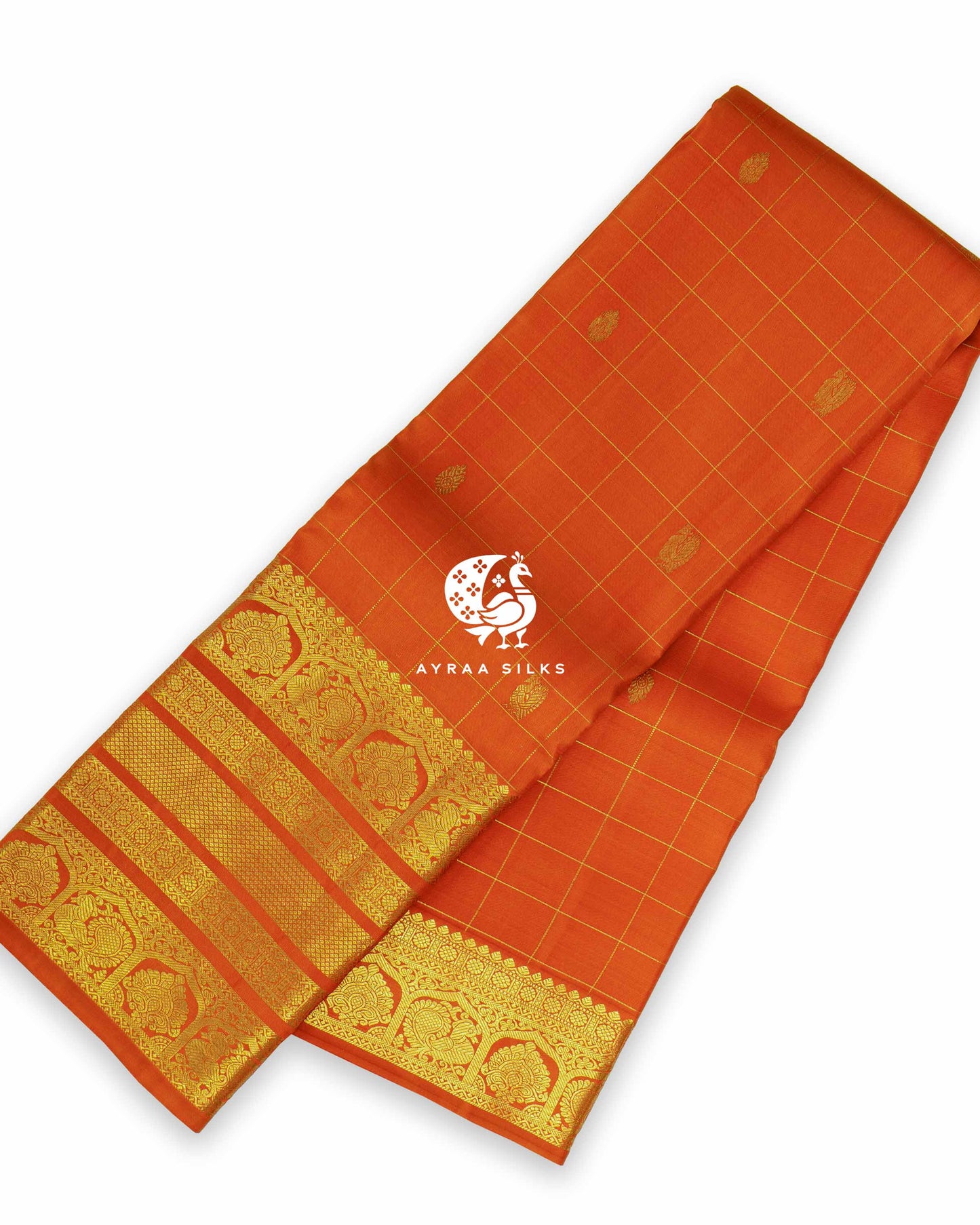 Orange Kattam Kanchipuram Saree