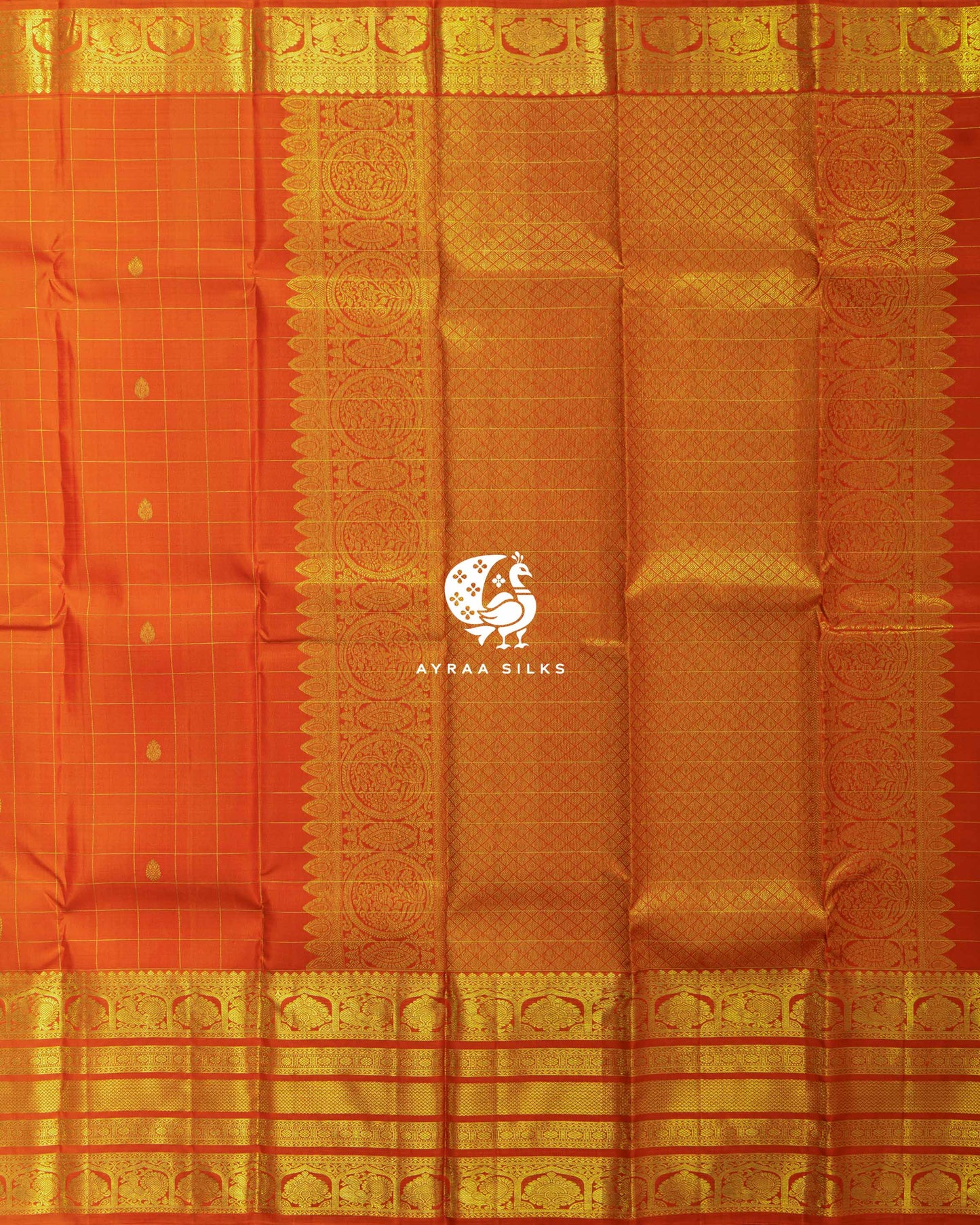 Orange Kattam Kanchipuram Saree