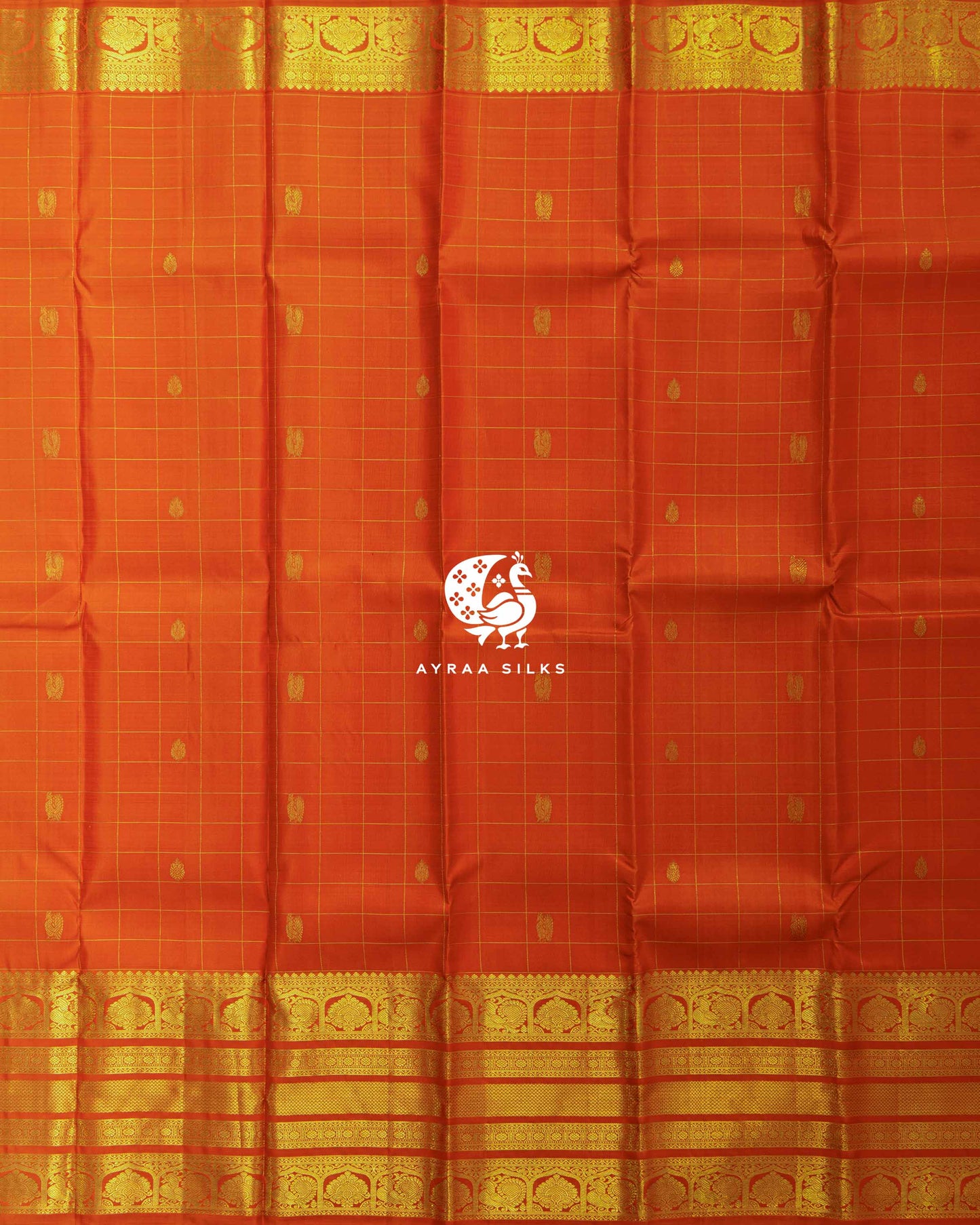 Orange Kattam Kanchipuram Saree