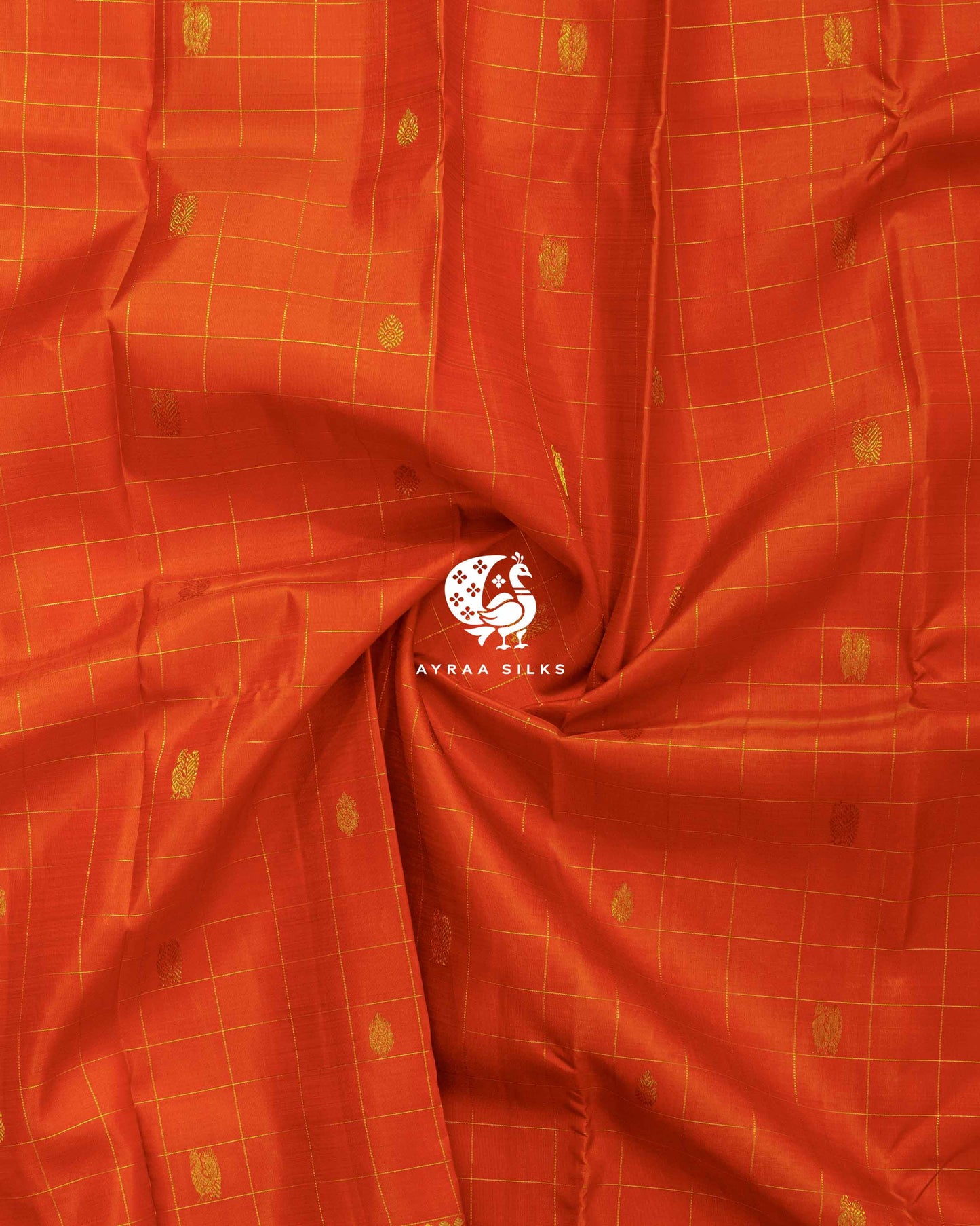 Orange Kattam Kanchipuram Saree