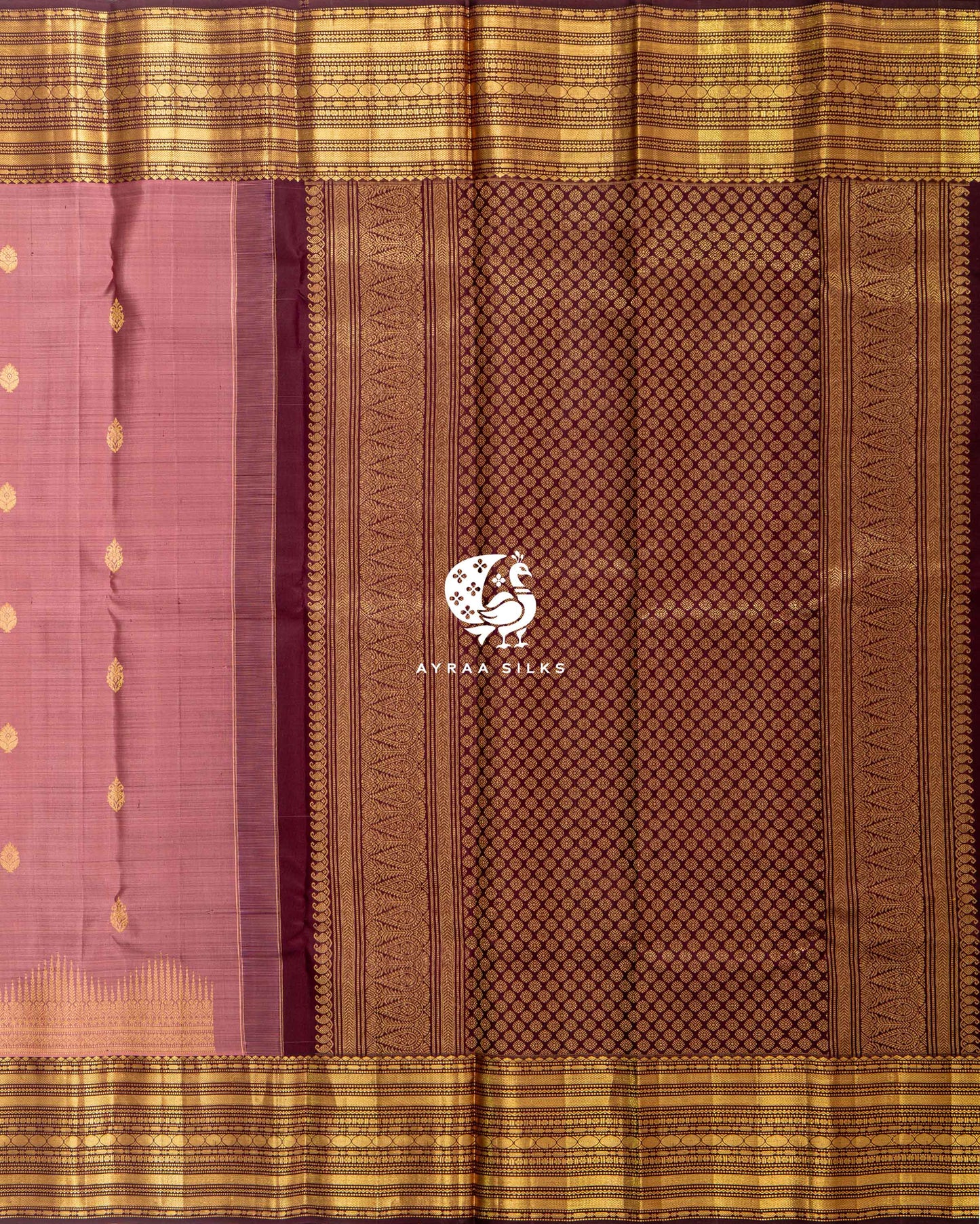 Muted Rose Butta Kanchipuram Saree