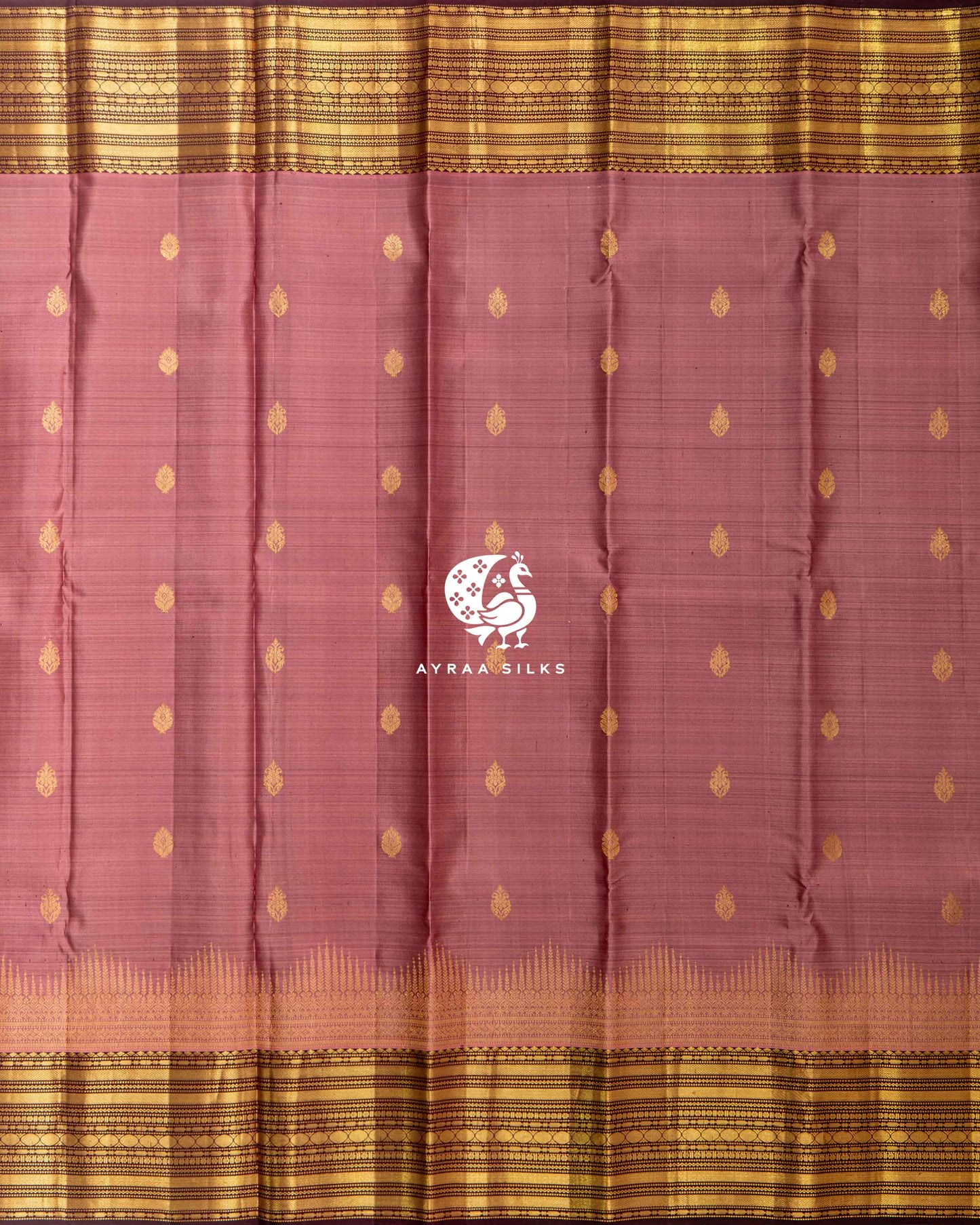 Muted Rose Butta Kanchipuram Saree