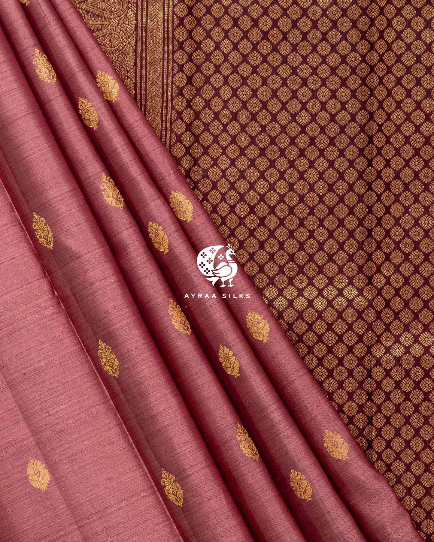 Muted Rose Butta Kanchipuram Saree