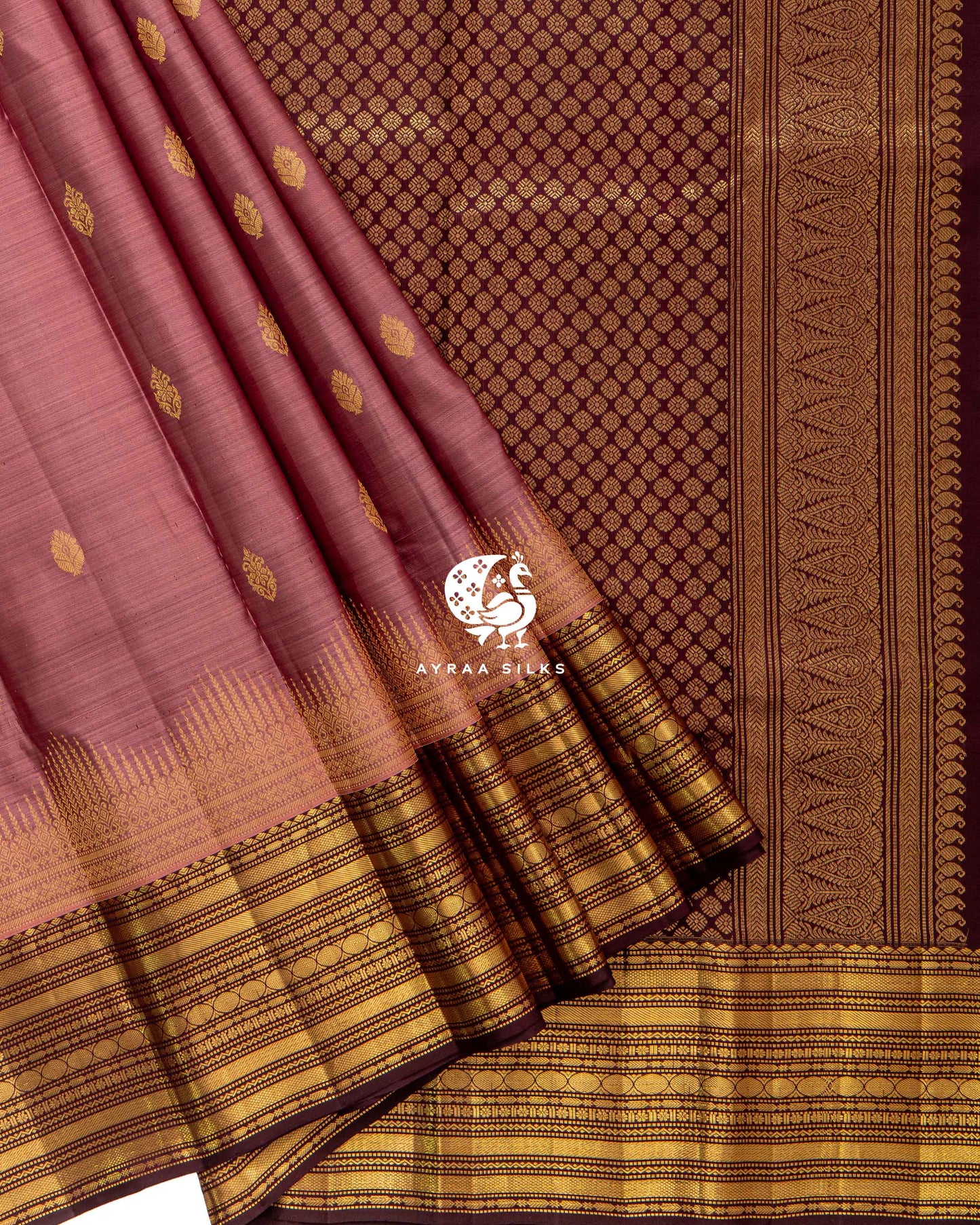 Muted Rose Butta Kanchipuram Saree