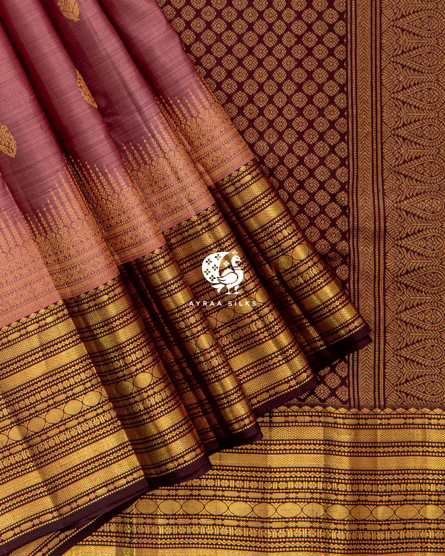 Muted Rose Butta Kanchipuram Saree
