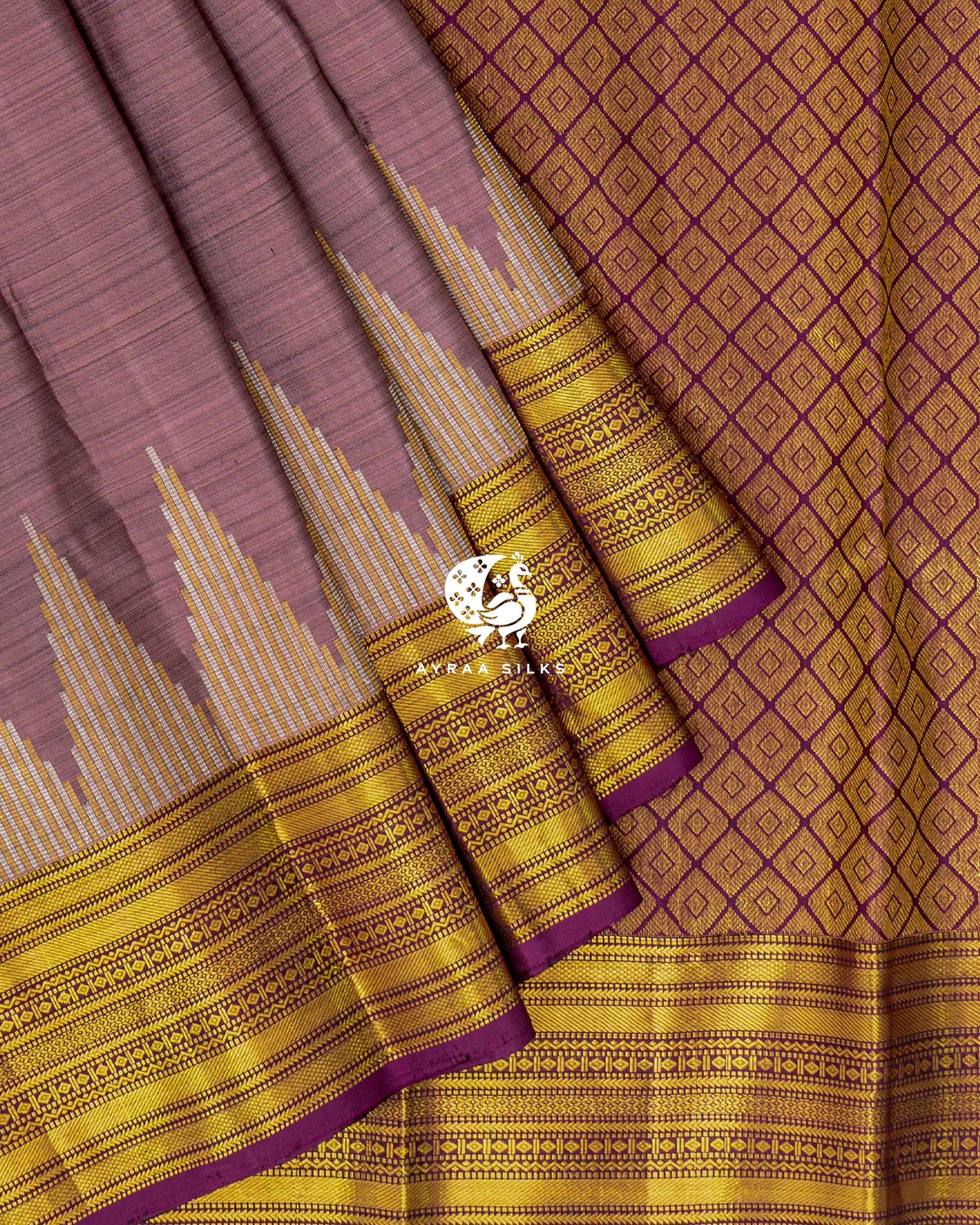Muted Mauve Butta Kanchipuram Saree