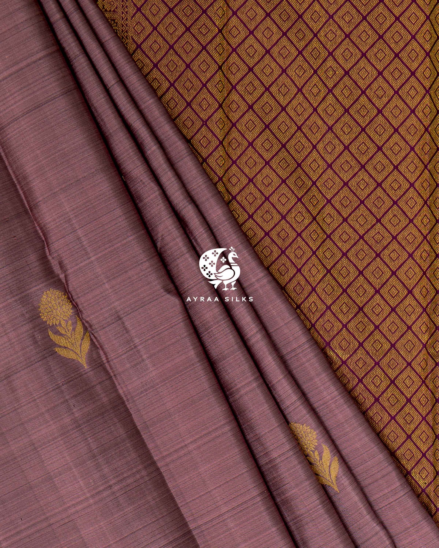 Muted Mauve Butta Kanchipuram Saree