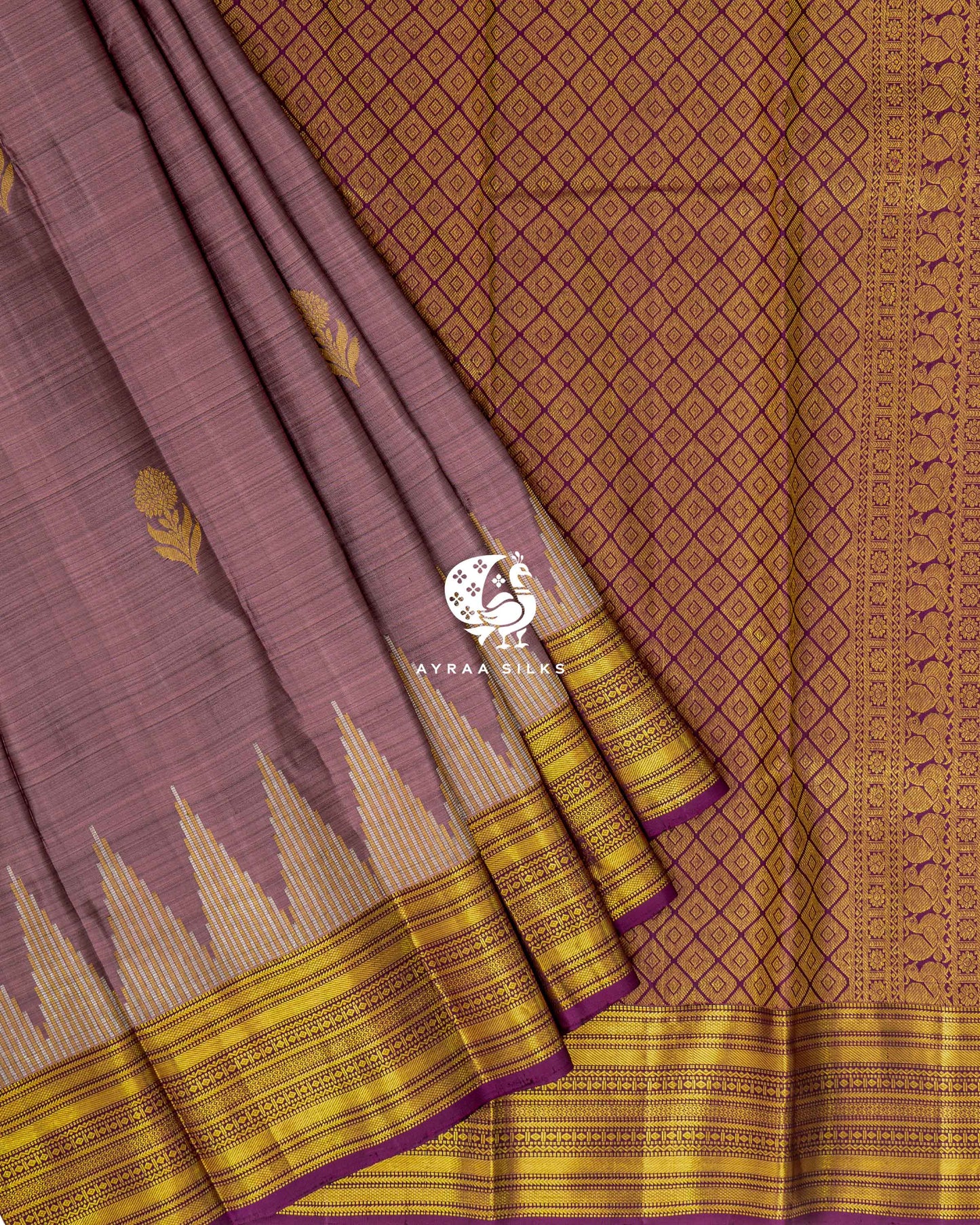 Muted Mauve Butta Kanchipuram Saree