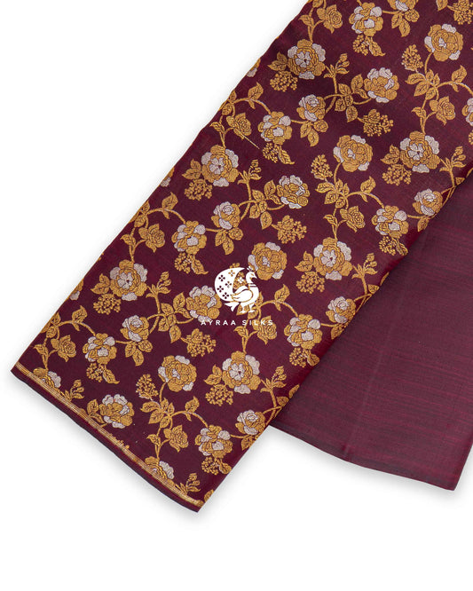 Wine Floral Kanchipuram Saree