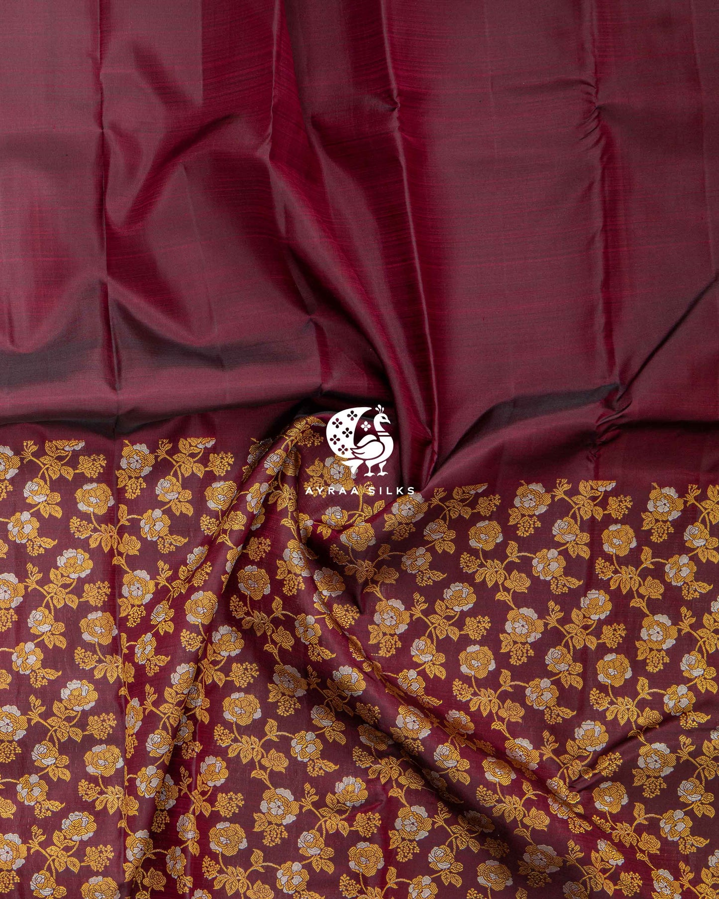 Wine Floral Kanchipuram Saree