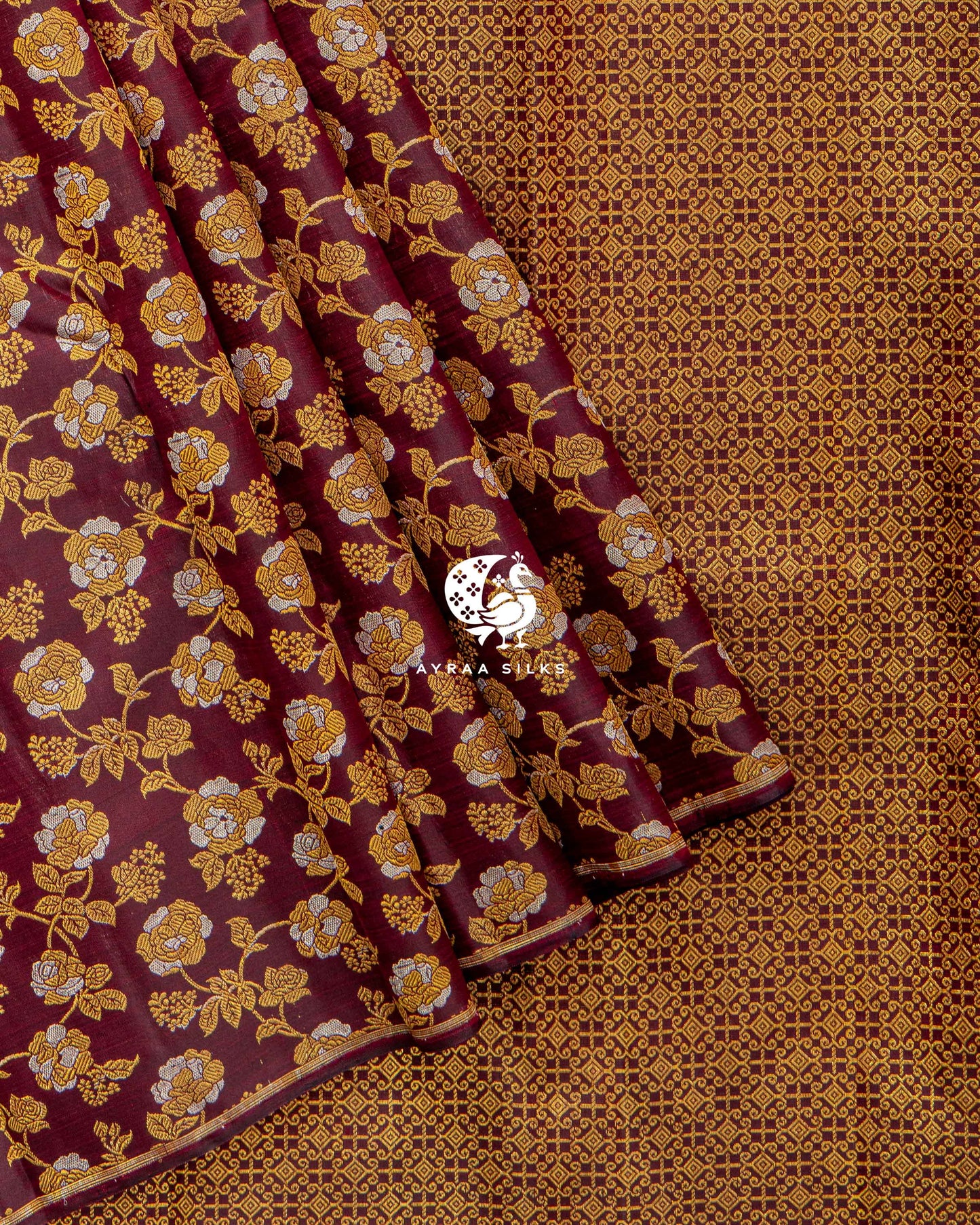 Wine Floral Kanchipuram Saree