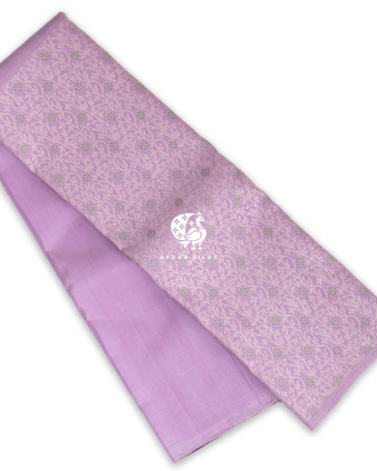 Lilac Statement Kanchipuram silk saree in lilac with mint green and purple, view 10 of 10 — pure silk, Ayraa Silks