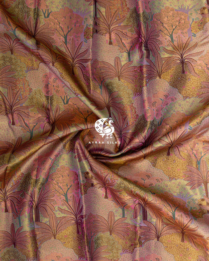 Rose Bloomscape Kanchipuram silk saree in soft rose with pink and gold, view 10 of 12 — pure silk, Ayraa Silks