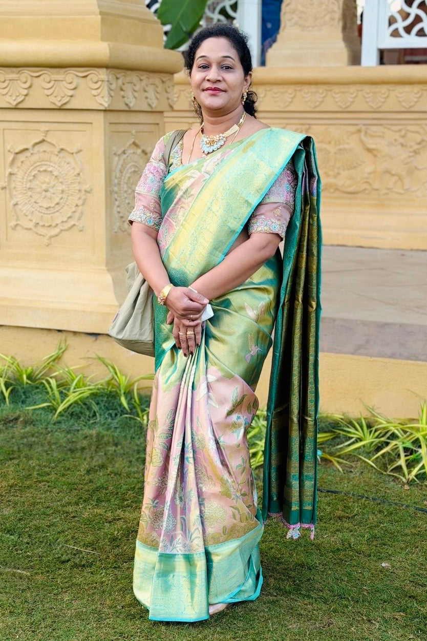 Woman wearing an Ayraa Silks saree