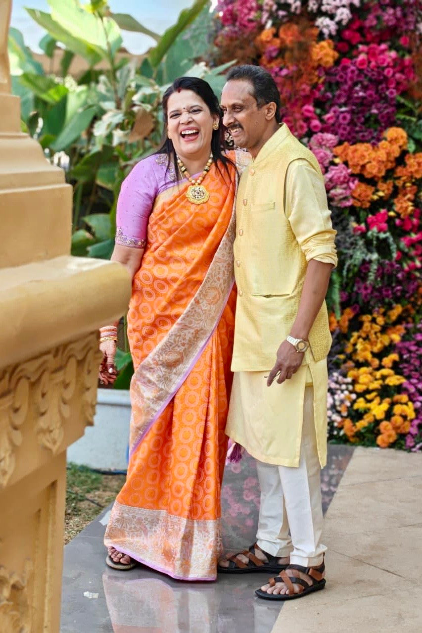 Woman wearing an Ayraa Silks saree